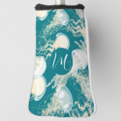 Kwallen in blauwe oceaan Zomerseizoen Monogram Golfheadcover (Draai 90)