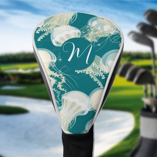 Kwallen in blauwe oceaan Zomerseizoen Monogram Golfheadcover
