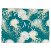 Kwallen in blauwe oceaan Zomerseizoen Monogram Groot Cadeauzakje (Achterkant)