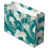 Kwallen in blauwe oceaan Zomerseizoen Monogram Groot Cadeauzakje (Voorkant Gekanteld)