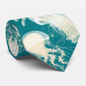 Kwallen in blauwe oceaan Zomerseizoen Monogram Stropdas (Opgerold)