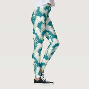 Kwallen in Blue Ocean Zomerseizoen Leggings
