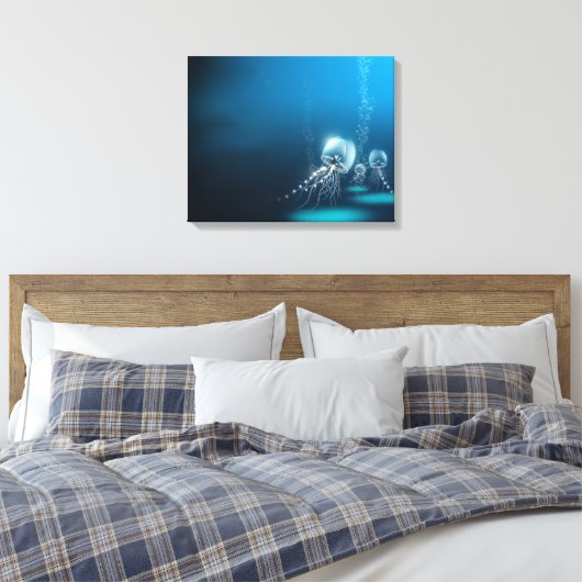 Kwallen in de oceaan Canvas Afdruk (Insitu (Slaapkamer))