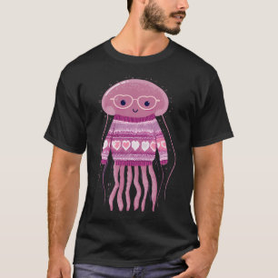 Kwallen in een trui die een hartbril dragen vale t-shirt