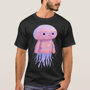 Kwallen in een trui die een hartbril dragen vale t-shirt