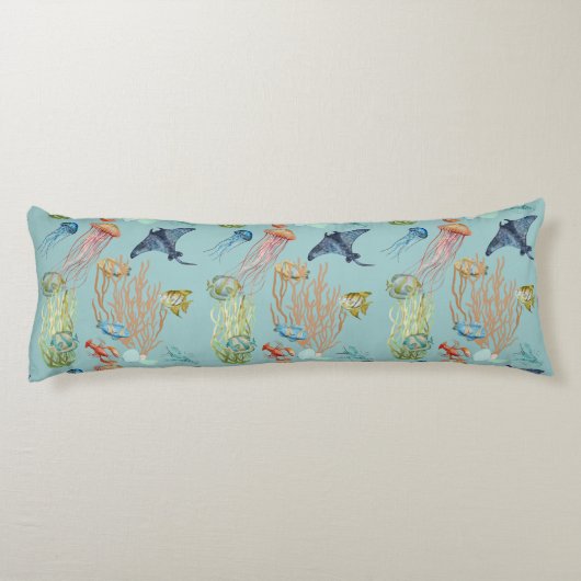 kwallen, koraal en vis lichaamskussen (Achterkant)