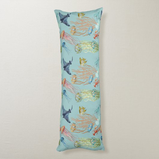 kwallen, koraal en vis lichaamskussen (Achterkant (Verticaal))