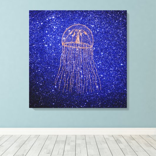 Kwallen Marine Zee Ocean Life Pink Rose Gold Canvas Afdruk (Insitu (Houten vloer))