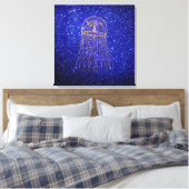 Kwallen Marine Zee Ocean Life Pink Rose Gold Canvas Afdruk (Insitu (Slaapkamer))