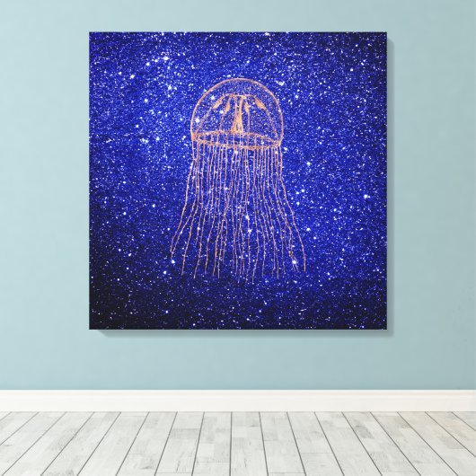 Kwallen Marine Zee Ocean Life Pink Rose Gold Canvas Afdruk (Insitu (Houten vloer))