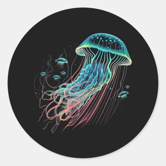 Kwallen Oceaan Dier Scuba Duiken Jelly Vis Ronde Sticker (Voorkant)