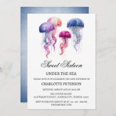 Kwallen onder het Zee Sweet 16 verjaardagsfeestje Kaart (Voorkant / Achterkant)