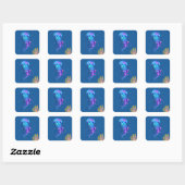 Kwallen onder water met een wisselend humeur vierkante sticker (Vel)