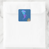 Kwallen onder water met een wisselend humeur vierkante sticker (Tas)