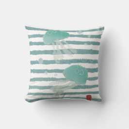kwallen op Aqua Blue Stripe Pillow Kussen
