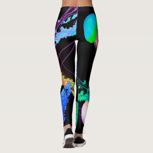 Kwallen op zwart - Leggings (Achterkant)