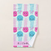 Kwallen Patroon, Leuke kwal, Zee, Jouw naam Bad Handdoek (Handdoek)