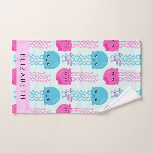 Kwallen Patroon, Leuke kwal, Zee, Jouw naam Bad Handdoek (Handdoek)