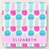 Kwallen Patroon, Leuke kwal, Zee, Jouw naam Bier Onderzetter (Voorkant)