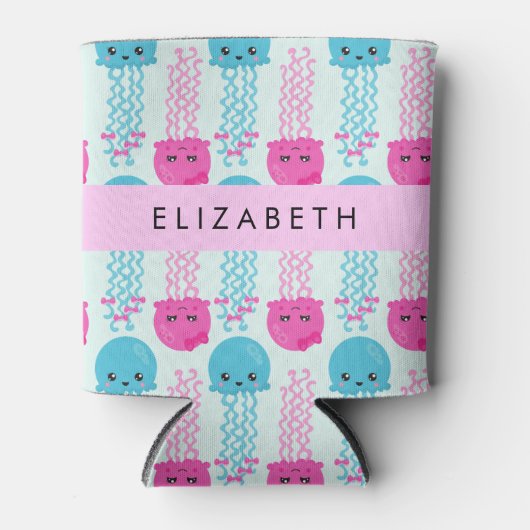 Kwallen Patroon, Leuke kwal, Zee, Jouw naam Blikjeskoeler (Voorkant)