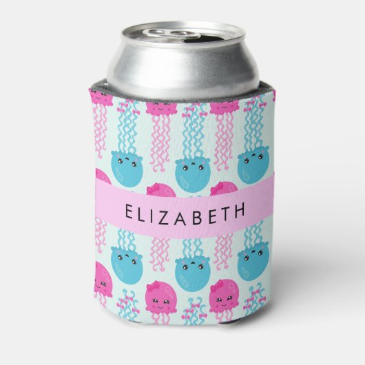 Kwallen Patroon, Leuke kwal, Zee, Jouw naam Blikjeskoeler (Blikje Achterkant)