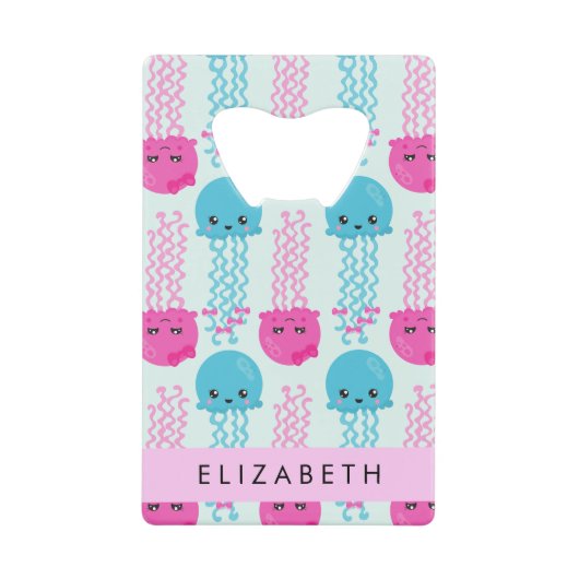 Kwallen Patroon, Leuke kwal, Zee, Jouw naam Creditkaart Flessenopener (Voorkant)