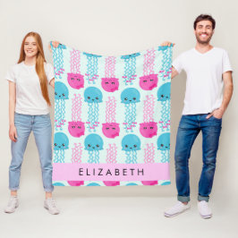 Kwallen Patroon, Leuke kwal, Zee, Jouw naam Fleece Deken