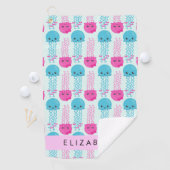 Kwallen Patroon, Leuke kwal, Zee, Jouw naam Golfhanddoek (Insitu)