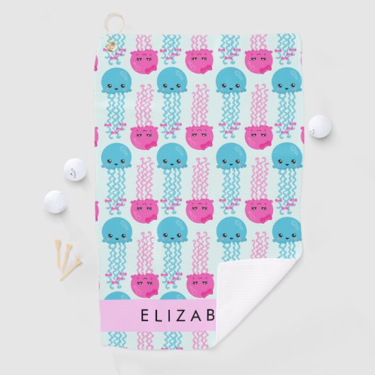 Kwallen Patroon, Leuke kwal, Zee, Jouw naam Golfhanddoek (Insitu)