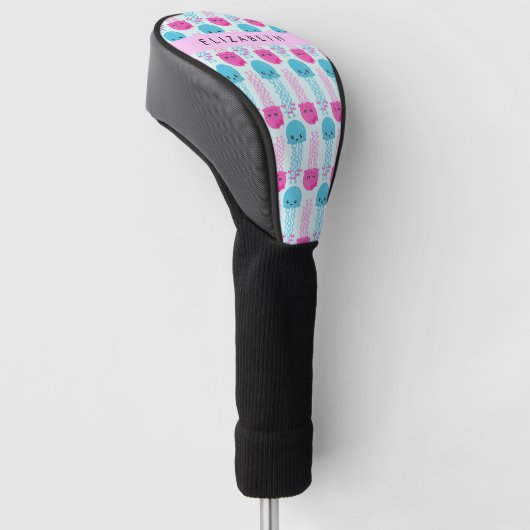 Kwallen Patroon, Leuke kwal, Zee, Jouw naam Golfheadcover (Schuin)