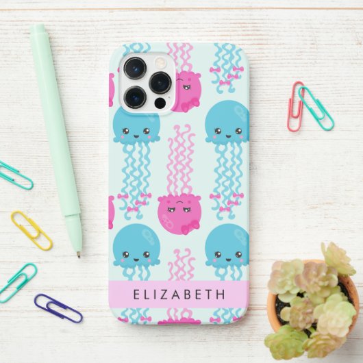 Kwallen Patroon, Leuke kwal, Zee, Jouw naam iPhone Hoesje (Op bureau)