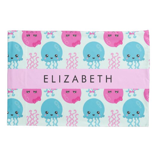 Kwallen Patroon, Leuke kwal, Zee, Jouw naam Kussensloop (Achterkant)