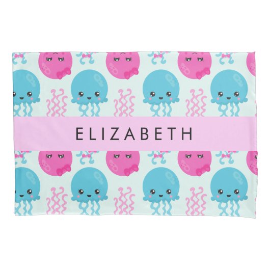 Kwallen Patroon, Leuke kwal, Zee, Jouw naam Kussensloop (Voorkant)