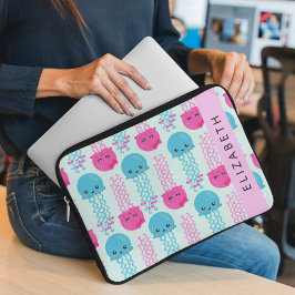 Kwallen Patroon, Leuke kwal, Zee, Jouw naam Laptop Sleeve