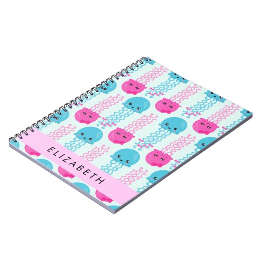 Kwallen Patroon, Leuke kwal, Zee, Jouw naam Notitieboek (Linkerzijde)