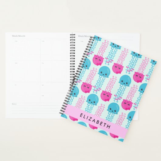 Kwallen Patroon, Leuke kwal, Zee, Jouw naam Planner (Display)