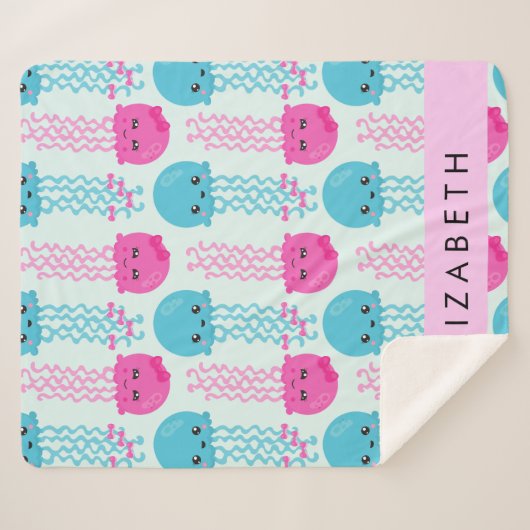 Kwallen Patroon, Leuke kwal, Zee, Jouw naam Sherpa Deken (Voorkant (horizontaal))