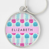 Kwallen Patroon, Leuke kwal, Zee, Jouw naam Sleutelhanger (Voorkant)