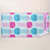 Kwallen Patroon, Leuke kwal, Zee, Jouw naam Strandlaken (Voorkant)