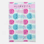 Kwallen Patroon, Leuke kwal, Zee, Jouw naam Theedoek (Verticaal)