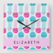 Kwallen Patroon, Leuke kwal, Zee, Jouw naam Vierkante Klok (Voorkant)