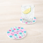 Kwallen Patroon, Leuke kwal, Zee, Jouw naam Zandsteen Onderzetter (Zijkant)