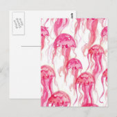 Kwallen Roze Waterverf Ocean Life Briefkaart (Voorkant / Achterkant)