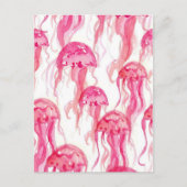 Kwallen Roze Waterverf Ocean Life Briefkaart (Voorkant)