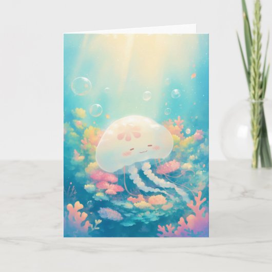 Kwallen rusten op koraalrif kaart (Voorkant)