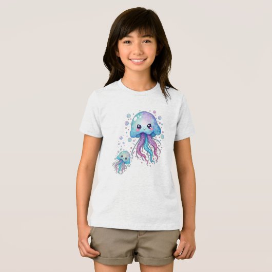 Kwallen Schattige Kawaii Tri-Blend Shirt (Voorkant volledig)