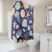 Kwallen schelpen vis algen patroon douchegordijn (In situ)