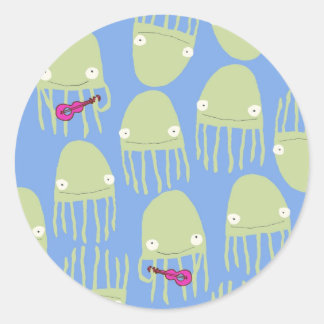 Kwallen spelen Ukelele Sticker in blauw