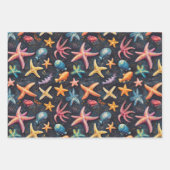 Kwallen, Ster & Diverse Vissoorten Zee Thema Inpakpapier Vel (Voorkant 2)