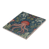 Kwallen William Morris stijl Zee Ocean Botanical Tegeltje (Zijkant)